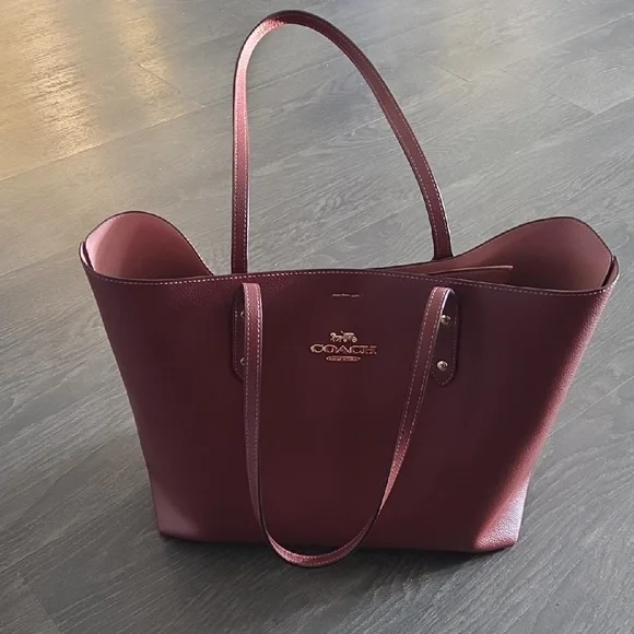 Coach Oversize Maroon Leather Tote - Picture 2 of 7
